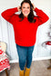 All Present Christmas Red Waffle Knit Hi-Low Sweater