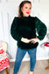 Under the Lights Green Velvet & Sequin Frill Mock Neck Top