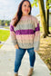 Fall For You Mauve Multicolor Stripe Cable Knit Mock Neck Sweater