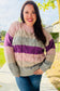 Fall For You Mauve Multicolor Stripe Cable Knit Mock Neck Sweater