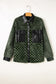 Pocketed Checkered Collared Neck Snap Down Jacket