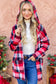 Red Riding Hooded Plaid Cardigan