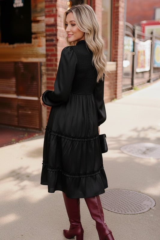 Starlit Elegance Black Tiered Dress
