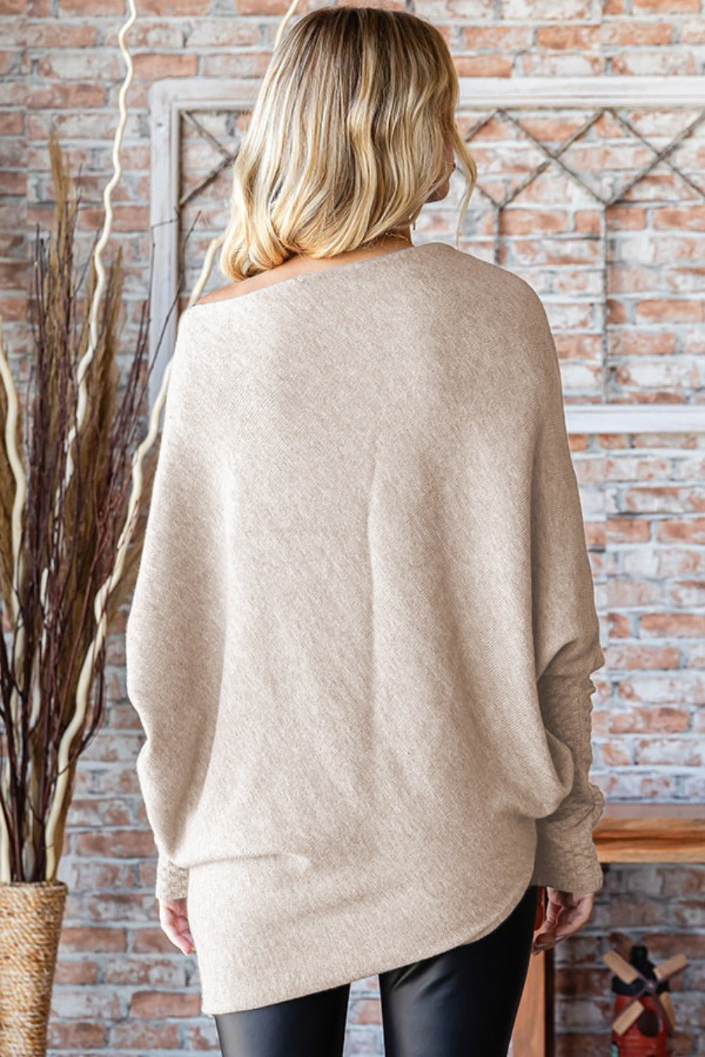 Asymmetrical Hem Sweater in Oatmeal