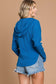 Feeling Blue Ribbed Zip Up Drawstring Hooded Jacket