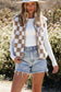 Mindi Checkered Sherpa Collared Jacket Vest
