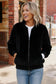Black Cat Zip Up Faux Fur Coat