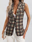 Plaid Button Up Collared Neck Vest