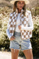 Mindi Checkered Sherpa Collared Jacket Vest