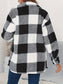 Plaid Button Up Long Sleeve Fuzzy Jacket