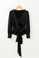 Glitter Surplice Long Sleeve Blouse
