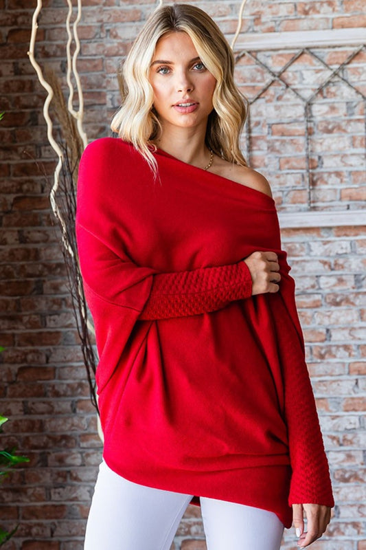 Asymmetrical Hem Sweater in Burgundy