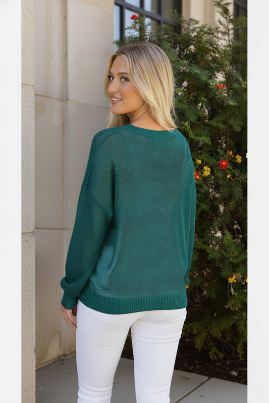 Holiday Shimmers Green Sequins Sweater