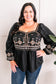 Savanna Jane Embroidered Sweetheart Top In Taupe & Black