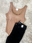 Sleeveless Bodysuit With Built-In Bra In Mocha