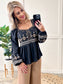 Savanna Jane Embroidered Sweetheart Top In Taupe & Black