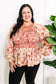 Savanna Jane Embroidered Smocked Peplum Blouse In October Florals