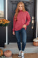 Make No Mistake Mock Neck Pullover in Cranberry